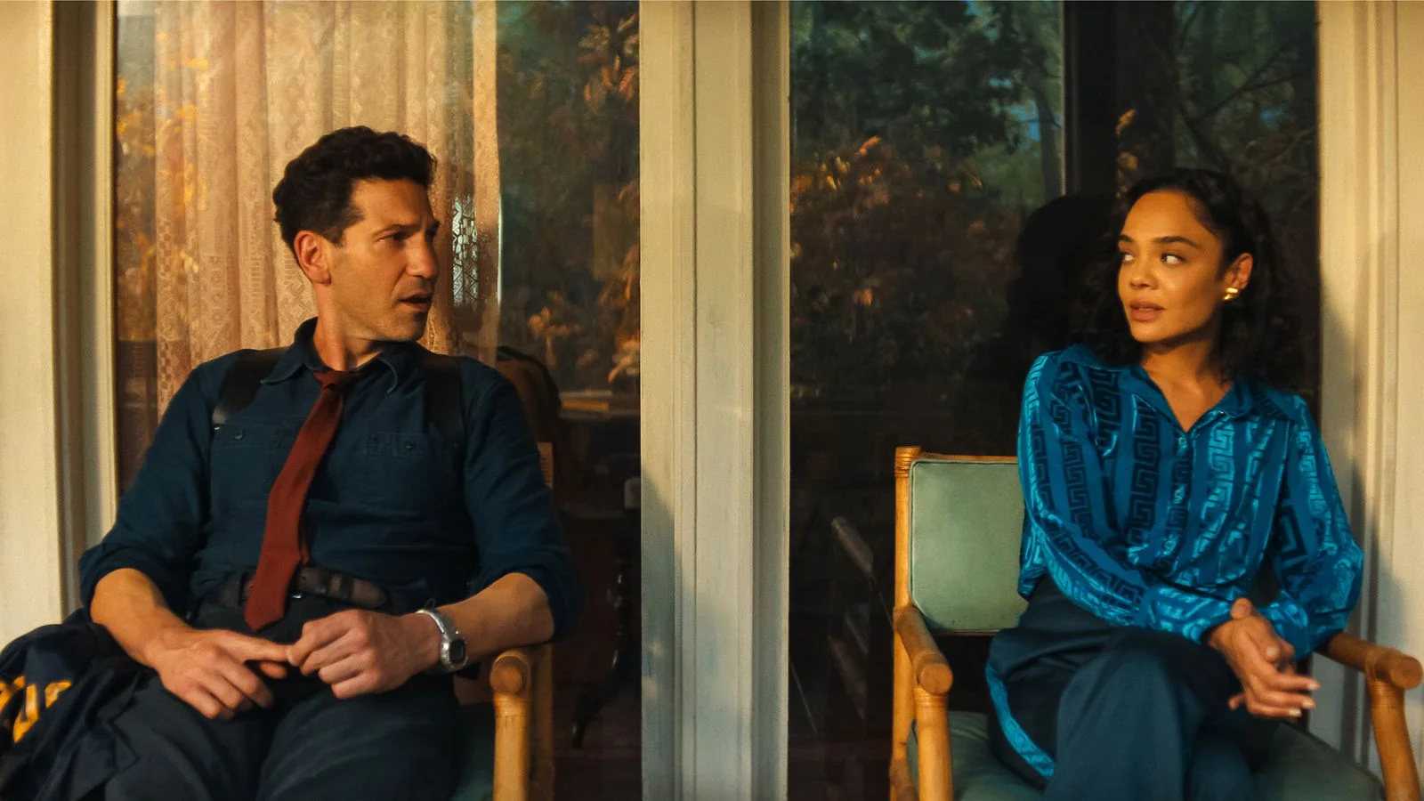 His  Hers.  Jon Bernthal as Detective Jack Harper and Tessa Thompson as Anna in Episode 101 of His  Hers. Cr. Courtesy...