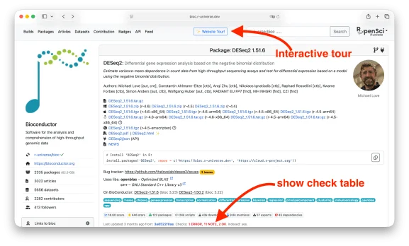 screenshot of r-universe